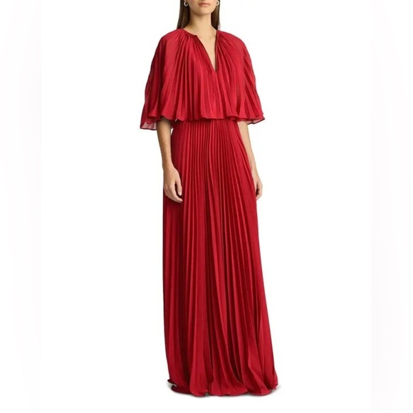 ZAC POSEN
Pleated Chiffon Cape Dress - Picture 7 of 16